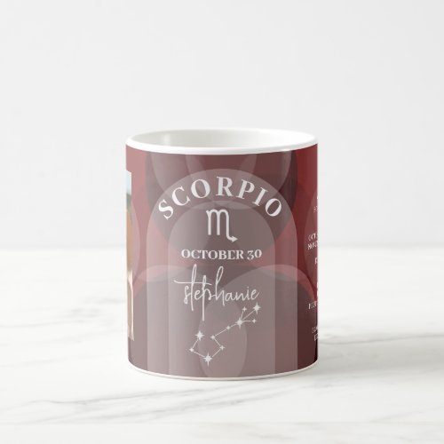 Scorpio Zodiac Astrology Photo Custom Birthdate Coffee Mug