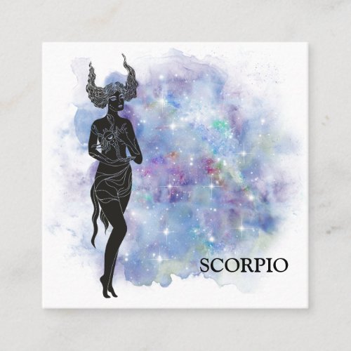  SCORPIO Zodiac Astrology Readings Pink  Blue Square Business Card