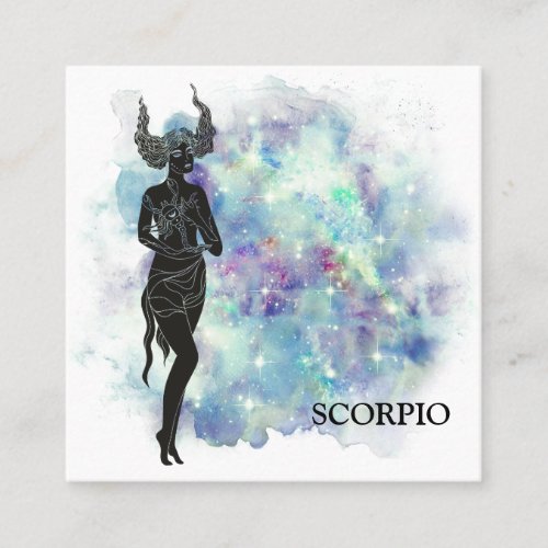  SCORPIO Zodiac Astrology Readings Teal  Blue Square Business Card