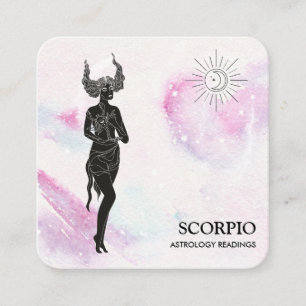 *~* SCORPIO Zodiac Astrology Readings Violet Blue Square Business Card