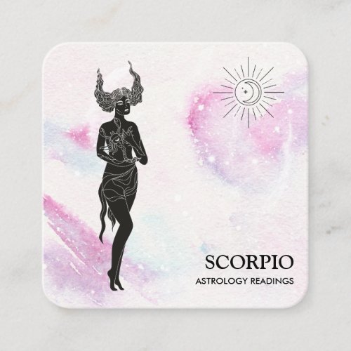  SCORPIO Zodiac Astrology Readings Violet Blue Square Business Card