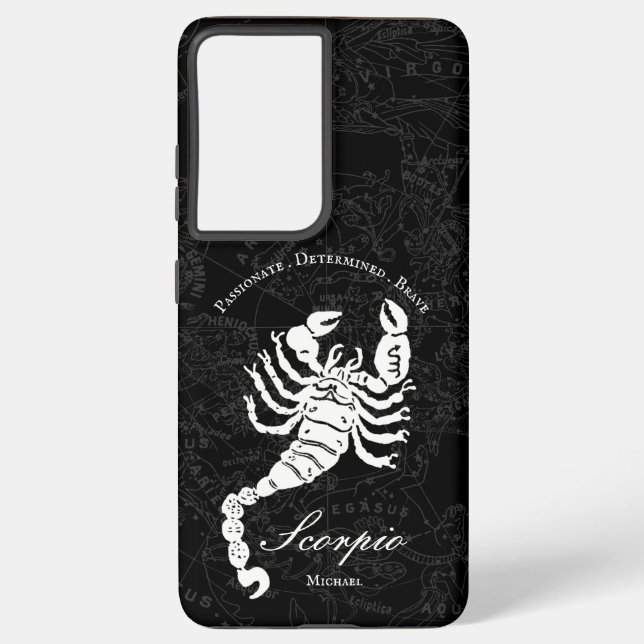 Scorpio Zodiac Astrology Sign Black Custom Name Samsung Galaxy Case (Back)