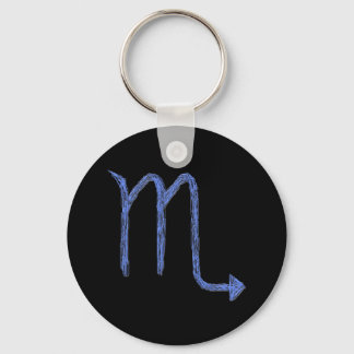 Scorpio. Zodiac Astrology Sign. Blue. Keychain
