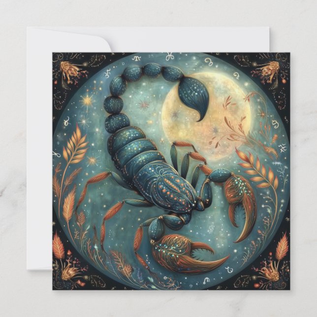 Scorpio Zodiac Astrology Sign Mystical Birthday Card (Front)