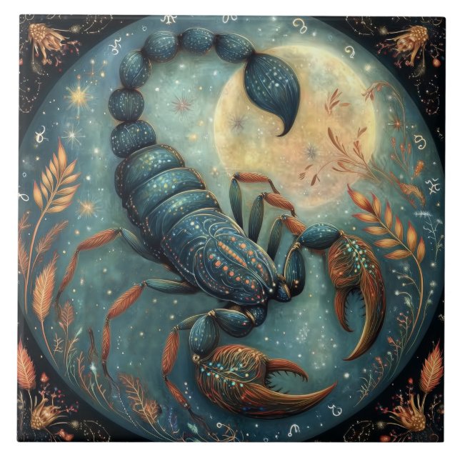 Scorpio Zodiac Astrology Sign Mystical Birthday Ceramic Tile (Front)