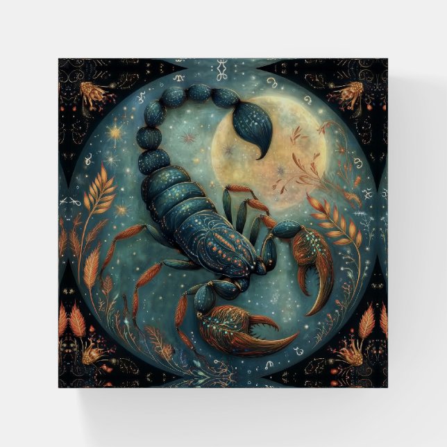 Scorpio Zodiac Astrology Sign Mystical Birthday Paperweight (Front)