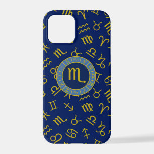 Scorpio Zodiac+Astrology Symbols Pattern Gld+Blues iPhone 12 Pro Case