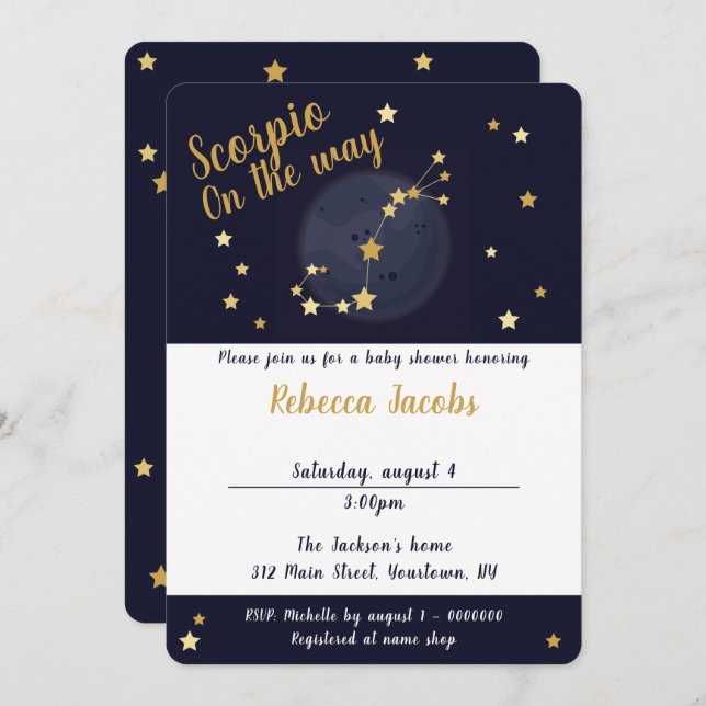 Scorpio zodiac Baby Shower Invitation (Front/Back)