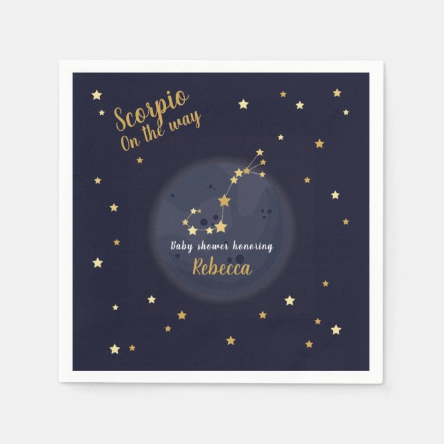 Scorpio zodiac baby shower napkins (Front)