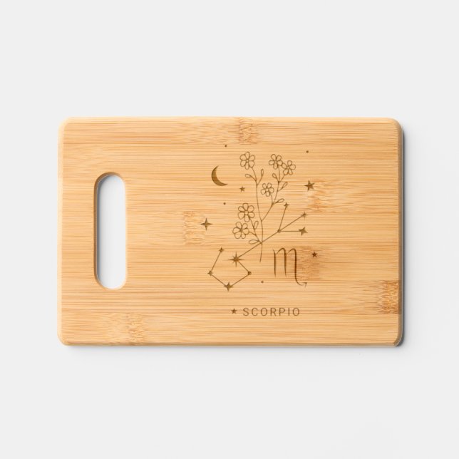 Scorpio Zodiac Bamboo  Engraved Cutting Board (Front)