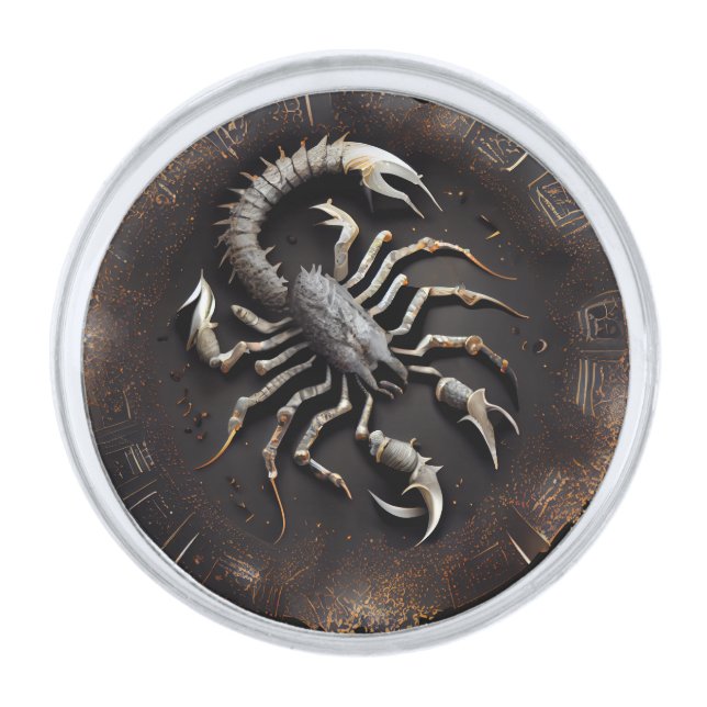 Scorpio Zodiac Birth Sign Astrology Silver Finish Lapel Pin (Front)
