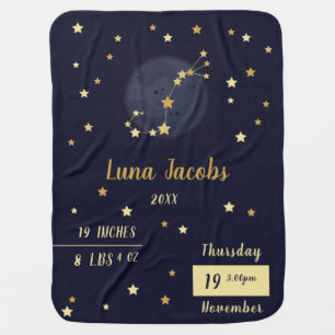 Scorpio zodiac birth stats baby blanket