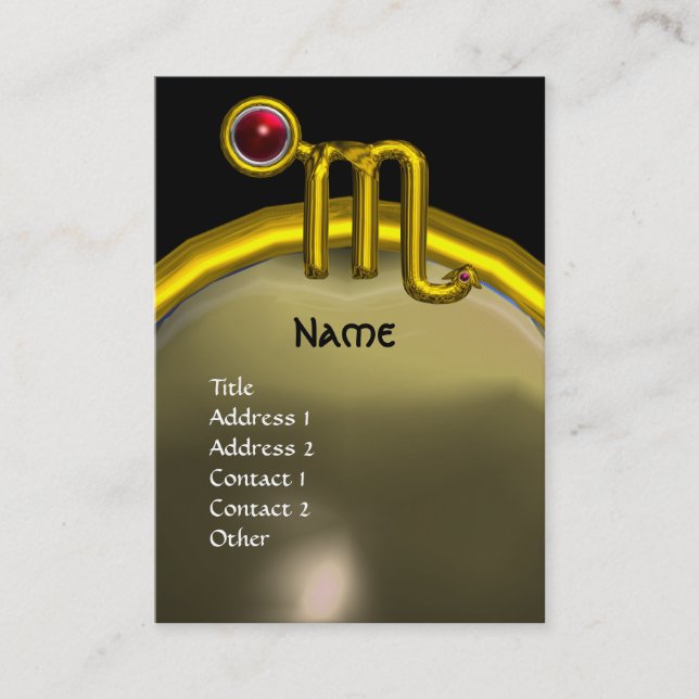 SCORPIO ZODIAC BIRTHDAY MONOGRAM Red Grenade Business Card (Front)