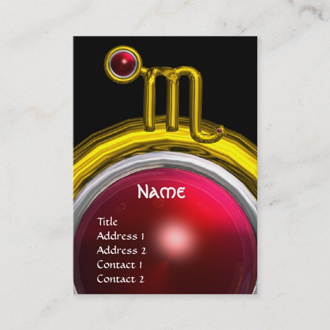 SCORPIO ZODIAC BIRTHDAY MONOGRAM Red Grenade Business Card (Front)