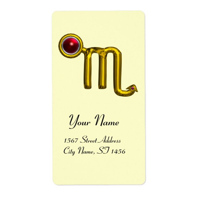 SCORPIO ZODIAC BIRTHDAY RED GRENADE LABEL (Front)