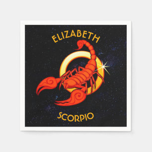 Scorpio Zodiac Birthday Sign With Your Custom Name Paper Napkins