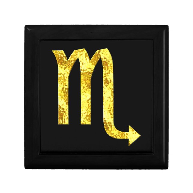Scorpio Zodiac Black Gold Horoscope Sign Keepsake Box (Front)