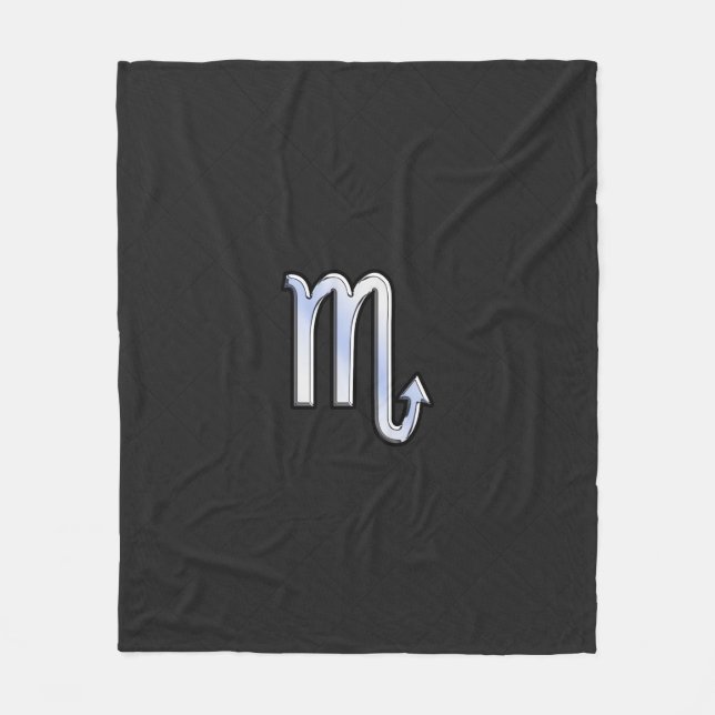 Scorpio Zodiac Chrome Like on Snake Skin Style Fleece Blanket (Front)