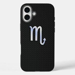 Scorpio Zodiac chrome like Sign black snake skin iPhone 16 Plus Case