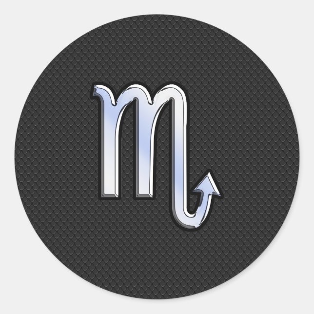 Scorpio Zodiac chrome like Sign black snake skin Classic Round Sticker (Front)
