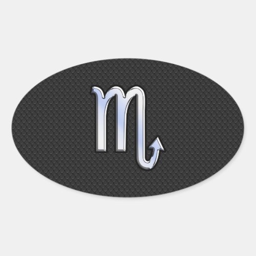 Scorpio Zodiac chrome like Sign black snake skin Oval Sticker