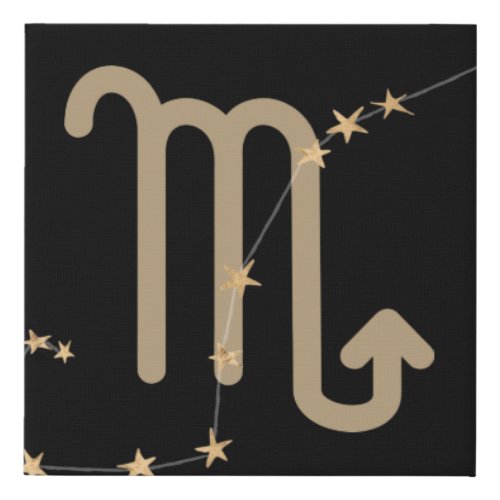 Scorpio zodiac constellation black and gold faux canvas print