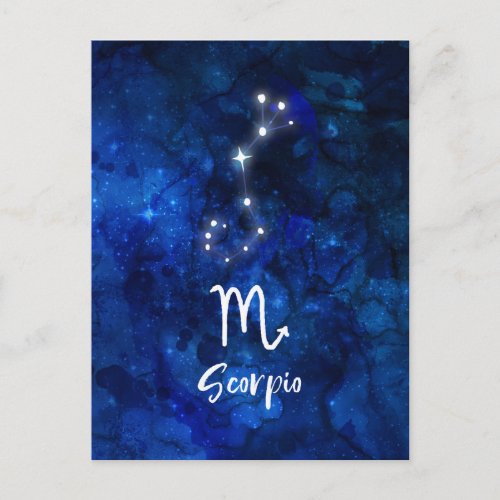 Scorpio Zodiac Constellation Blue Galaxy Celestial Postcard