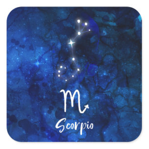 Scorpio Zodiac Constellation Blue Galaxy Celestial Square Sticker