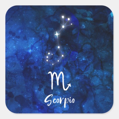 Scorpio Zodiac Constellation Blue Galaxy Celestial Square Sticker