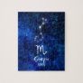 Scorpio Zodiac Constellation Blue Galaxy Monogram Jigsaw Puzzle
