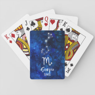 Scorpio Zodiac Constellation Blue Galaxy Monogram Playing Cards