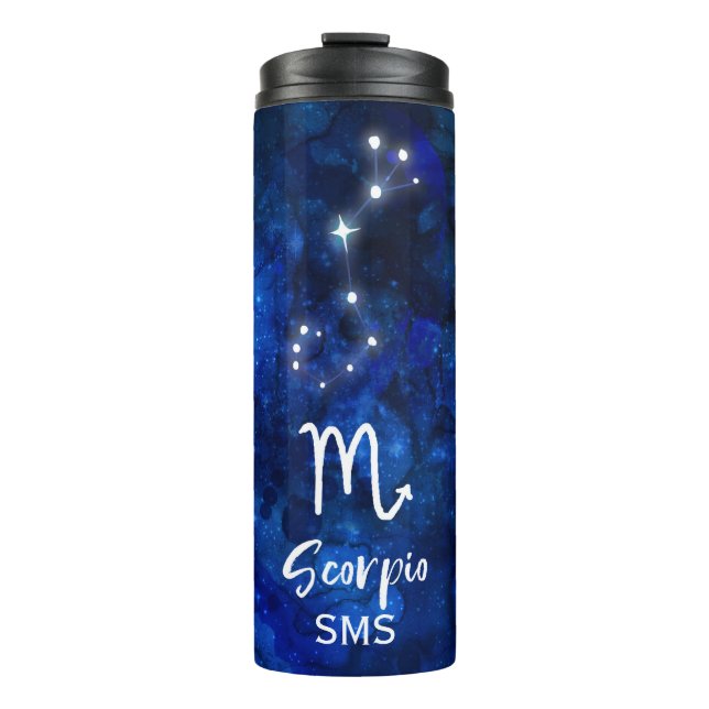 Scorpio Zodiac Constellation Blue Galaxy Monogram Thermal Tumbler (Front)