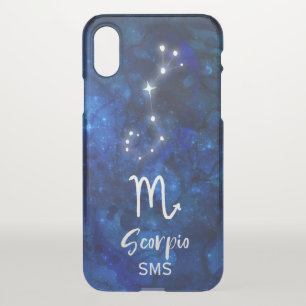 Scorpio Zodiac Constellation Blue Galaxy Monogram iPhone XS Case