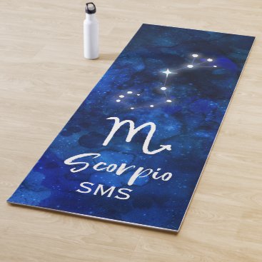 Scorpio Zodiac Constellation Blue Galaxy Monogram Yoga Mat