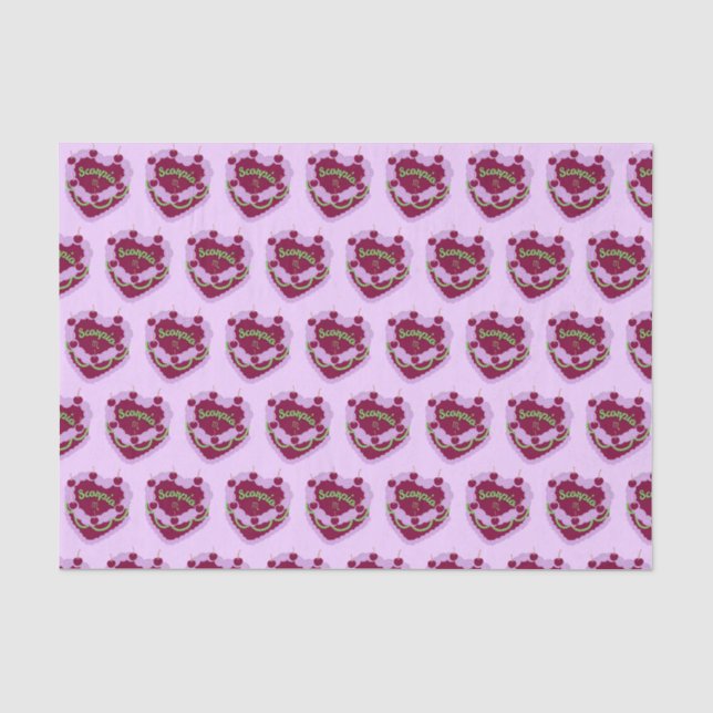 Scorpio Zodiac Coquette Heart Birthday Cake Tissue Paper (Front)