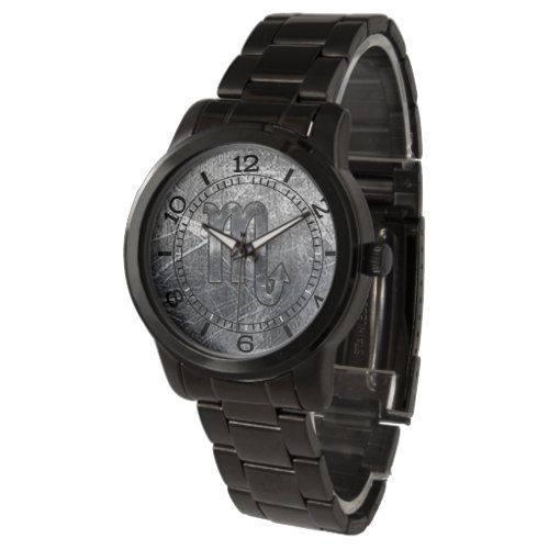 Scorpio Zodiac Distressed Industrial Style Dial Watch