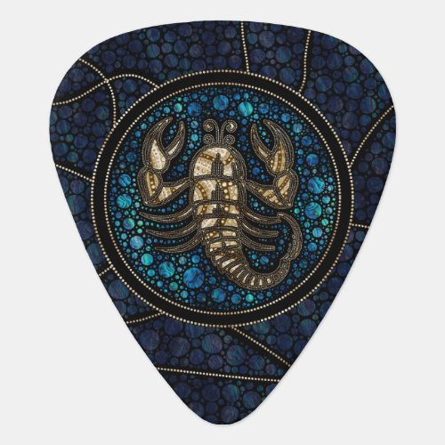 Scorpio Zodiac Dot Art Style Abalone Gold Guitar Pick