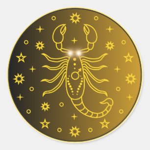 Scorpio Zodiac Emblem Minimal Celestial Symbol Classic Round Sticker