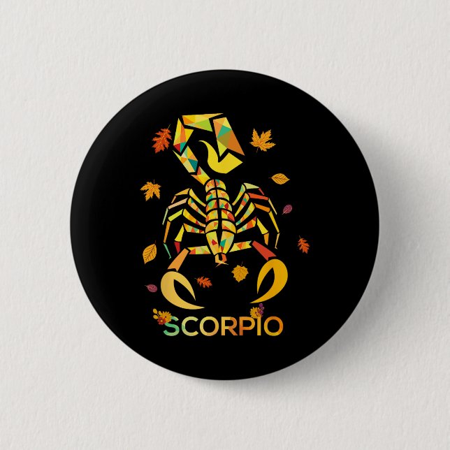 Scorpio Zodiac Fall Scorpion Birthday  Button (Front)