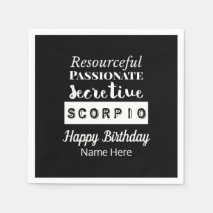 Scorpio Zodiac Fun Characteristics Birthday Napkins
