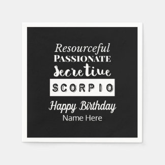 Scorpio Zodiac Fun Characteristics Birthday Napkins
