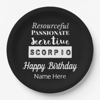 Scorpio Zodiac Fun Characteristics Birthday Paper Plates