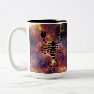 Scorpio Zodiac Galaxy Design – Mystical Astrology Two-Tone Coffee Mug