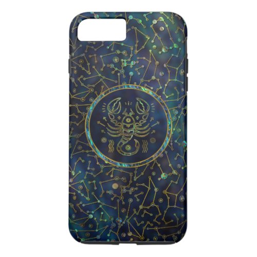 Scorpio Zodiac Gold Abalone on Constellation iPhone 8 Plus7 Plus Case