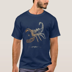 Scorpio Zodiac Gold Monochrome Graphic T-Shirt