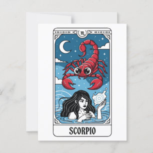 Scorpio Zodiac Illustration Tarot Style Postcard
