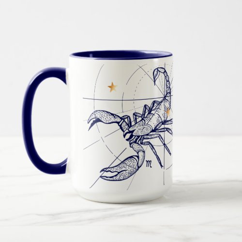 Scorpio Zodiac Navy Blue  Gold Birth Mug