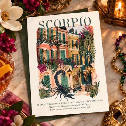 Scorpio Zodiac New Orleans Gothic Gouache Art Postcard