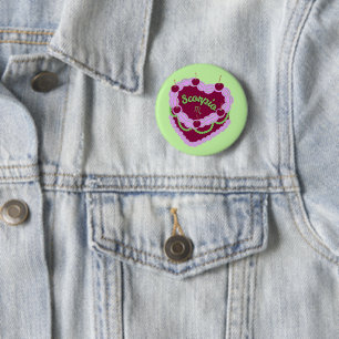 Scorpio Zodiac Pastel Heart Birthday Cake Button