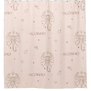 Scorpio Zodiac Pattern in Brown and Burgundy Shower Curtain